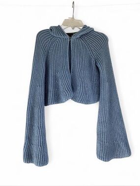Vintage Armani Exchange Cropped Hooded Knit Sweater Y2K